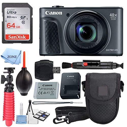 CHEAP Canon PowerShot SX730 HS Digital Camera (Black) + 64GB Memory Card + Point & Shoot Case