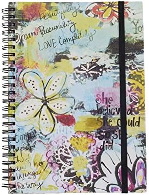 Bops Artisan Inspired Hardbound Notebook/Journal “She Believed She Could So She Did” Hard Cover, Spiral Bound, 75 Sheets of Wide Ruled, Lined 5”x8” Pages - Elastic Closure, Artistic and Inspirational