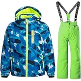 HOTIAN Boys Ski Jacket Snow Jacket Pants Suits Windproof Waterproof Winter Coats,Style 23,10