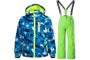 HOTIAN Boys Ski Jacket Snow Jacket Pants Suits Windproof Waterproof Winter Coats 31GR,10