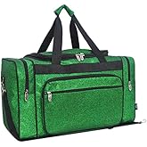 NGIL Glitter Canvas 20" inch Weekender Overnight Travel Carry-On Luggage Sports Gym Duffle Bag for Women (Green Glitter)