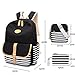 School Backpack, Aiduy Student Canvas Bookbag Lightweight Laptop Bag with Shoulder Bags and Pen Case for Teen Boys and Girls (Black, 3pcs)