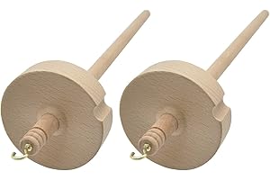 Lodokdre 2Pcs Drop Spindle for Spinning Wool Yarn Spin Top Whorl Drop Spindle Hand Carved Wooden for Beginners