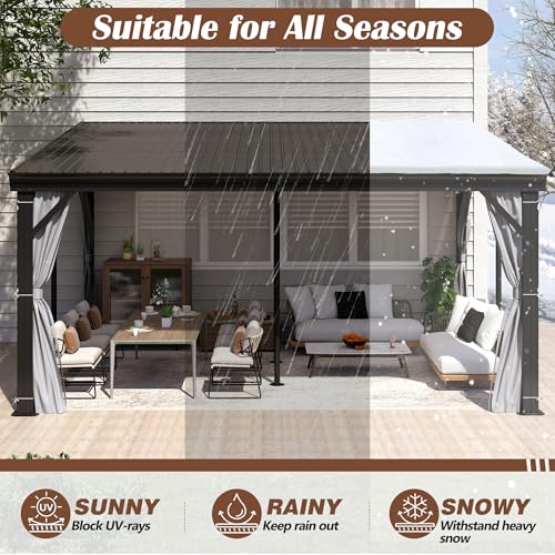Raysfung 12' x 16' Hardtop Wall Mounted Gazebo Review: Lean-To Patio Shelter with Curtains image 17