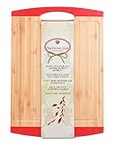 The Kitchen Love Bamboo Cutting Board, 16 x 11-Inches, Red