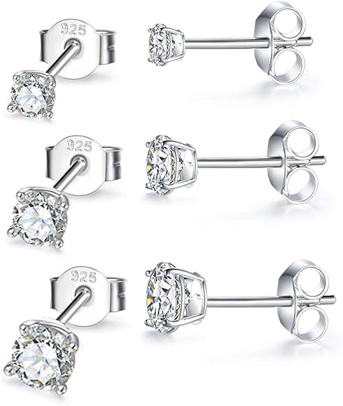 Amazon Com Hypoallergenic Sterling Silver Cubic Zirconia Cz Stud