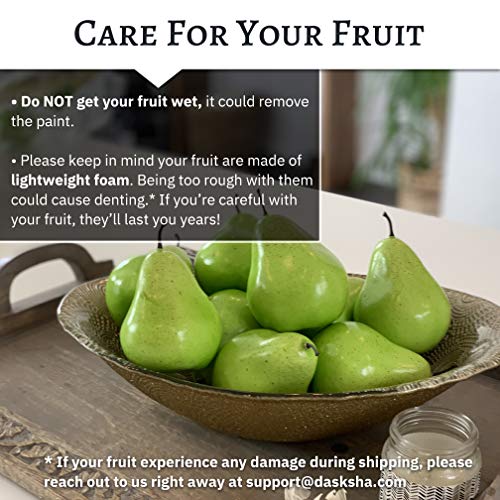 Realistic Fake Pears - Set of 10 Green Artificial Pears - Lightweight Fake Fruit for Decoration - Not a Children's Toy