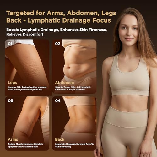 OVGIAP Lymphatic Drainage Massager & Anti-Cellulite Massage Tool, Body Sculpting Device for Legs, Arms & Stomach, Supports Smoother Skin, with Gentle Warming & Vibration (Gilded)