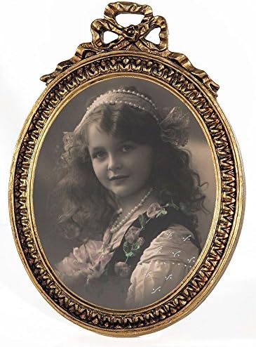 Gold Gilt Leaf Oval Photo Frame Swags and Ribbons