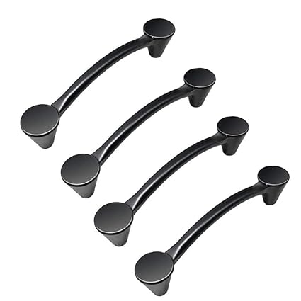 Vosarea 4pcs Arch Cabinet Handles Bridge Shaped Closet Door Drawer Knobs Pull Handles Furniture Hardware 96mm Hole Distance (Black)