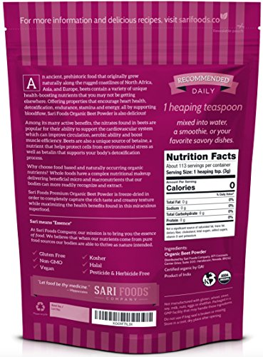 Organic Beet Root Powder (12 Ounce) Natural Plant Based Nitric Oxide Booster, Whole Food Superfood, Vegan & Paleo Friendly