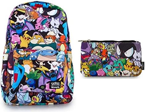 Loungefly Pokemon All Over Print Backpack &amp; Pencil Case School Bundle Set