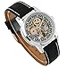Gute Luxury Steampunk Bling Automatic Mechanical Wristwatch Golden Bezel Minimalist Stainless Steel (G-Black-Silver)