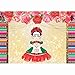 Funnytree 7X5FT Mexican Girl Frida Kahlo Backdrop Colorful Stripes Dress-up Flowers Fiesta Background for Mexico Princess Birthday Party Banner Decoration Photo Booth Studio Props