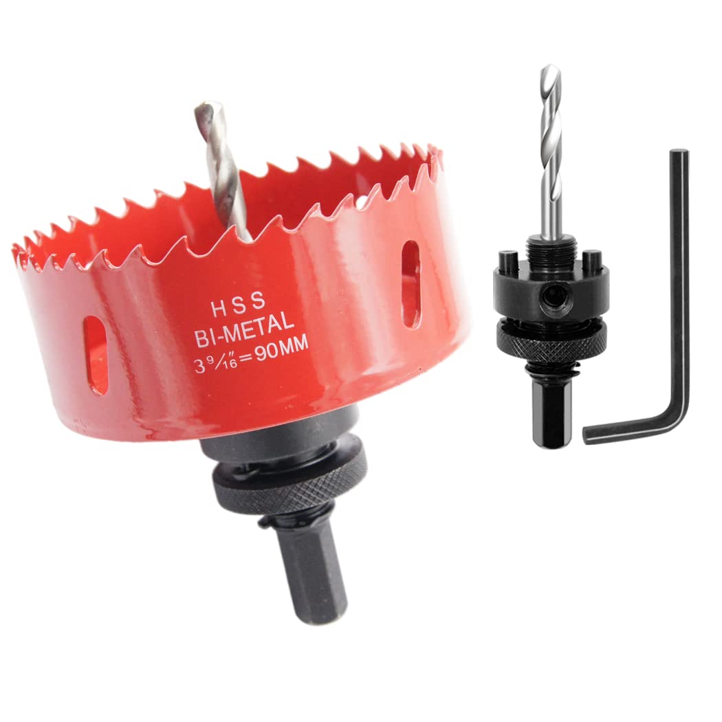 Laiwei 3.54 inch Hole Saw, 90mm Hole Cutter,for Drilling Wood, Thin Sheet Metal, Aluminum Profiles, Drywall, PVC and Other Materials, Electric Drill Tool(3-9/16'' 90mm) (HSKKQ) — image 1