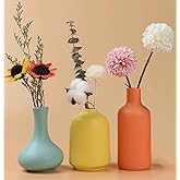 EWEIGEER Ceramic Colorful Flower Vase for Home Desk Bookshelf Decor Modern Farmhouses Tabletop Small Cute Vases,Set of 3