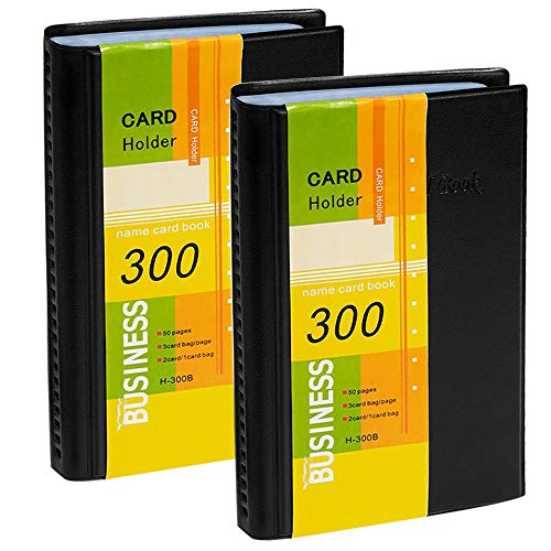 LOYMR 2 Pack Business Card Holder Organizer Book PU Leather,Total for 600 Business Cards（ Black） - Thumbnail 4