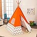 KidKraft Deluxe Bamboo and Canvas Play Teepee, Children's Furniture – Orange and Chevron Print, Gift for Ages 3+