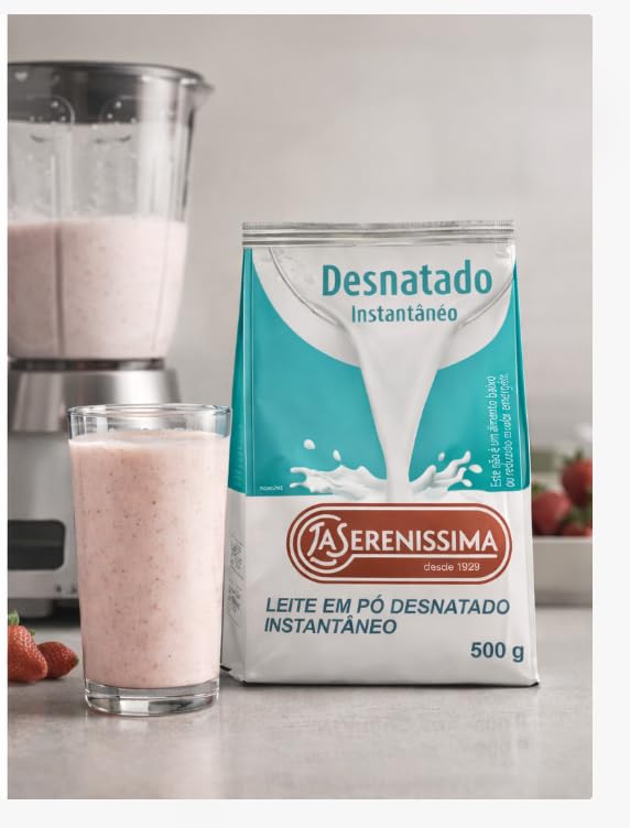 La Serenissima Leite em Pó Desnatado Instantâneo, 500g, 0% Gorduras, Fonte de Cálcio, Proteínas e Vitaminas
