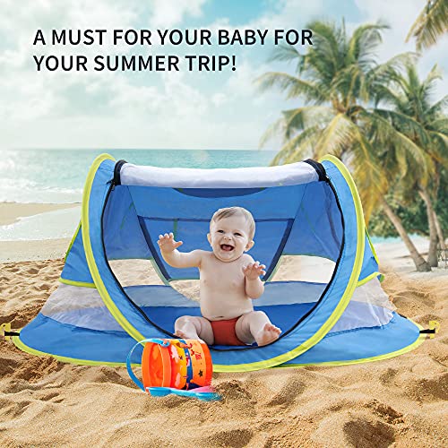 Baby Beach Tent, NEQUARE Large Pop Up Tent for Beach, UPF 50+ Sun Shade