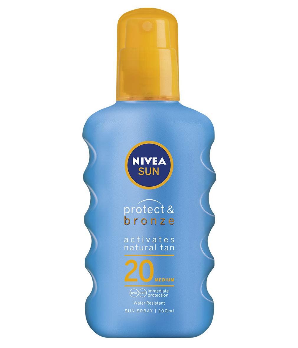 NIVEA SUN Protect & Bronze Sun Spray SPF20 (200ml), Bronzing Tanning