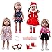BBTOYS 14inch Outfit Doll Clothes - Including 4sets of Complete Doll Costume + 1 Pair of Hair Terry +1 Hair Band +1 Bracelet Accessories fit American Girl Wellie Wishers Doll