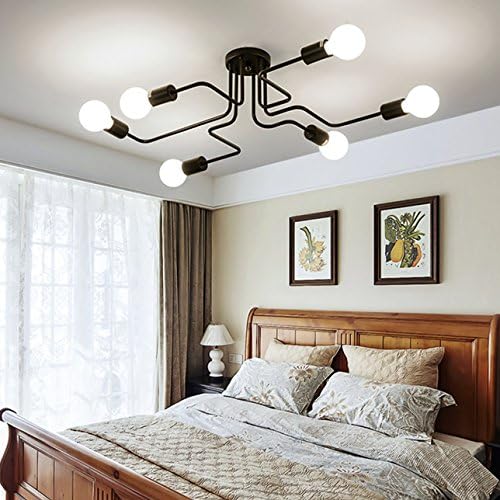 OYGROUP Retro Creative Metal Flush Mount 6-Light Cafe Bar Ceiling Lamp Chandelier Lighting Fixture(LED Bulbs Not Included)