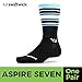 Swiftwick - Aspire Seven, Crew Socks for Cycling, Stripe Black/Light Blue/Gray, Large