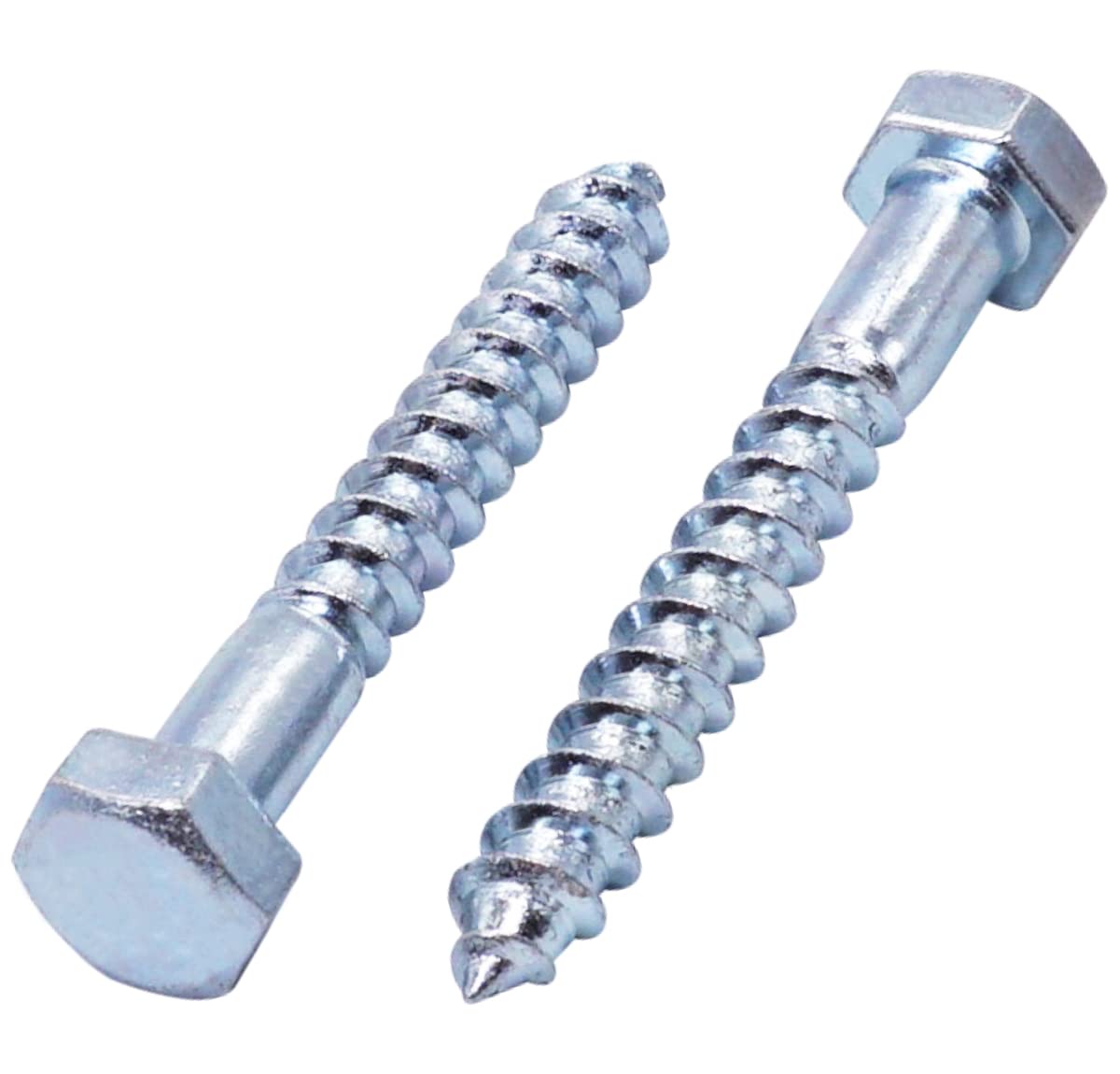 SKIR'CO (6 pcs) DIN 571 Zinc Plated Steel Hexagon Head Wood Screws M8 x 60 mm, Coach Screws, Hex Screw, Lag Bolts