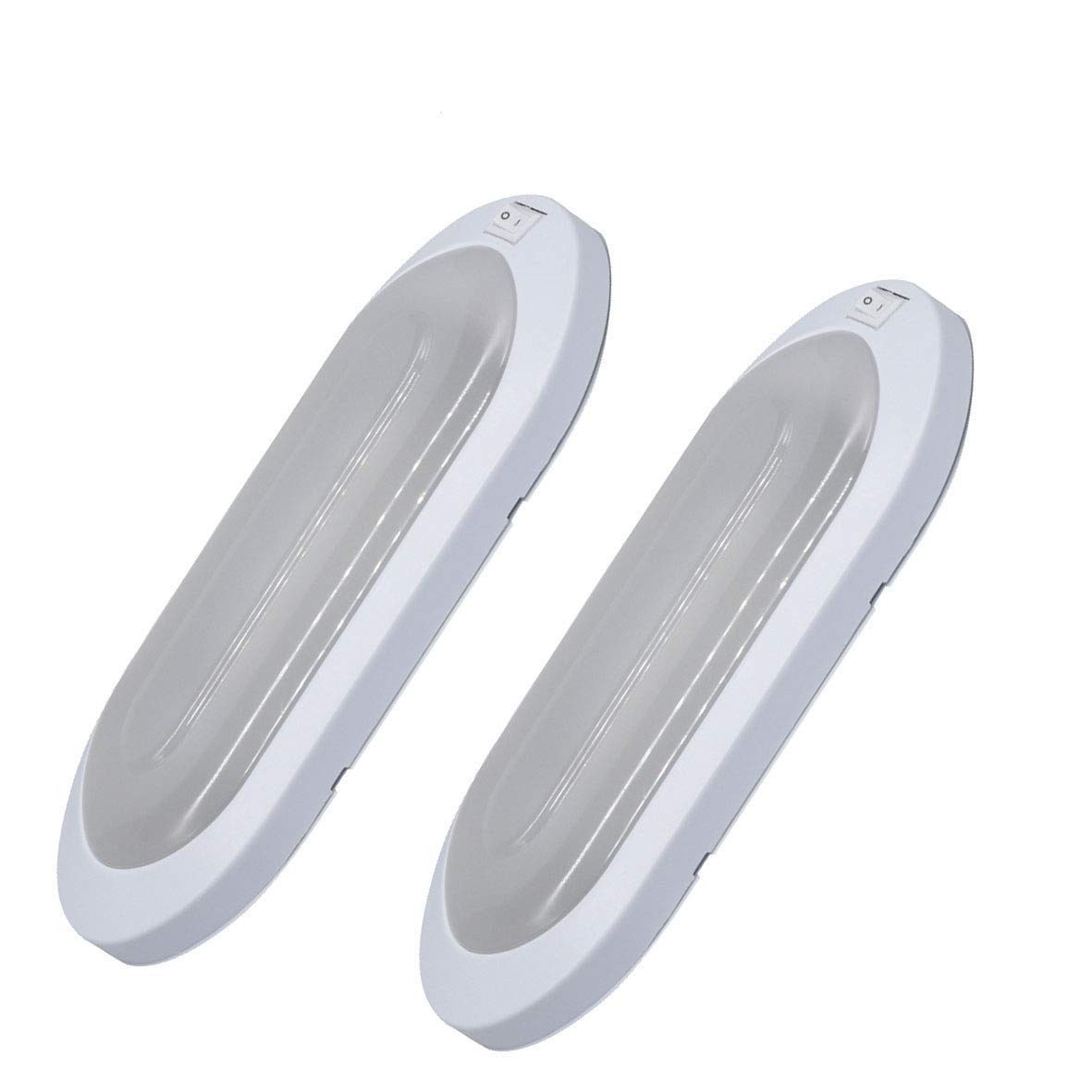 Facon LED 12V Bright Pancake Light Interior Ceiling Dome Light 7W 500 LM with On/Off Switch for RV Motorhomes Camper Caravan Trailer Boat (Pack of 2, White)