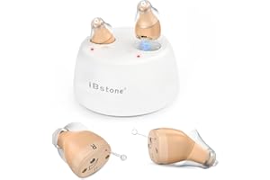 Hearing Aids, iBstone K19 Rechargeable Hearing Aids to Assist Hearing for Seniors & Adults, Mini Completely-in-Canal Digital Hearing Devices with Noise Cancellation, OTC, Pair