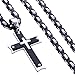 Mecoo Mens Cross Necklace 316L Stainless Steel Silver Black Crucifix Pendant with 22inch Byzantine Chain