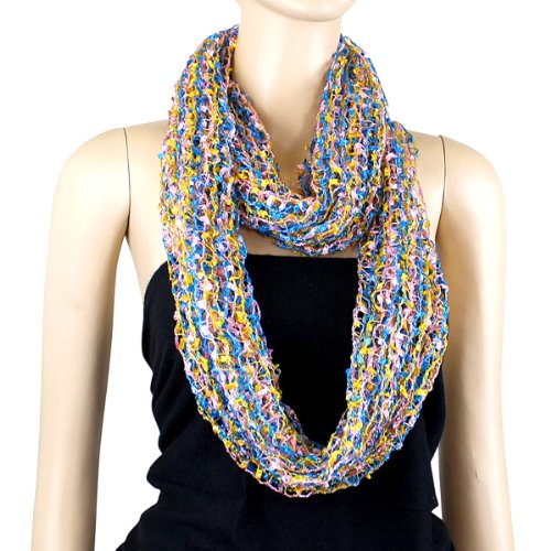 Confetti Infinity Scarf, Gold, Blue, and Pink
