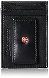 Alpine Swiss Genuine Leather Money Clip front pocket wallet with magnet clip and card ID Case, Black