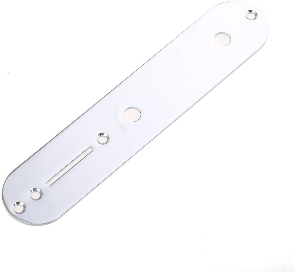 Musiclily 32mm Width Tele Control Plate with 8mm Potentiometer Hole for Telecaster Style Electric Guitar,Chrome