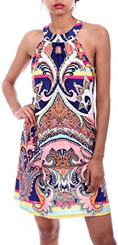 Auditions Multicolored Tribal Print Colorful Tank Dress with Back Tie (Medium)
