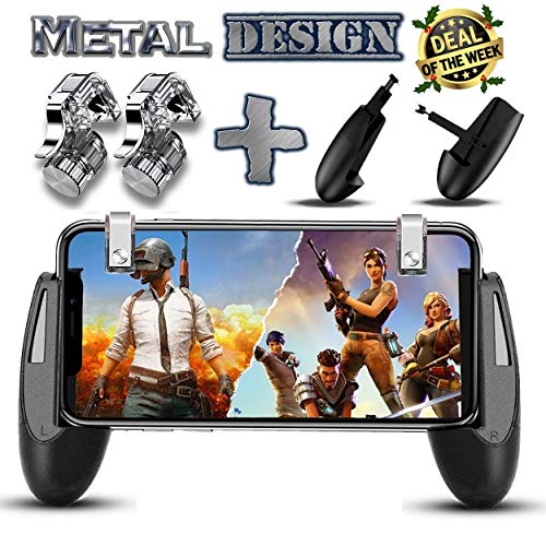 PUBG Fortnite Mobile Game Controller – [New Version] SEMSA Gamepad, L1R1 Sensitive Shoot and Aim Triggers Fire Buttons for iOS Android, Cell Phone Gaming Joystick Accessories, (2 Trigger and Game pad)