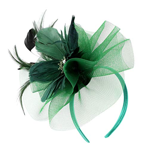 NEARTIME Womens Flower Hairband, Fascinator Women's Organza Church Caps British Bridal Tea Party Stretch Headwear - Thumbnail 7