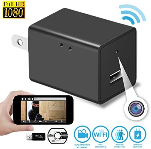 Wireless Hidden Spy Camera- Nanny Cam- Video Recording System With USB Wall Charger Design–1080P HD Home Security Camera-Support iOS Iphone and Android -Wifi Remote Live Viewing and Motion Detection