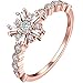 BOHG Jewelry Women's 18k Rose Gold Plated Cubic Zirconia Snowflakes Eternity Ring Engagement Wedding Band