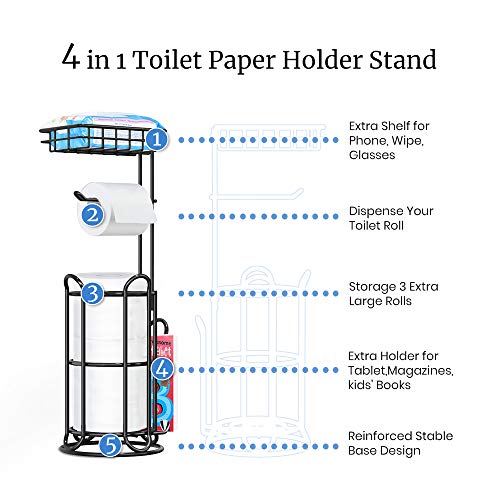 Toilet Paper Holder Stand Bathroom Tissue Roll Holders Freestanding
