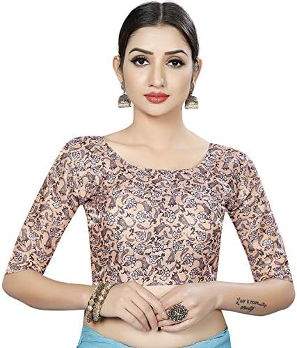 Spangel Fashion Women's Elephant Print Round Neck Saree Blouse