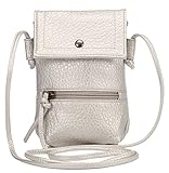 CASY MALL Universal Multifunctional Synthetic Leather Mini Crossbody Phone Bag with Shoulder Strap for iPhone 7,iPhone 7 Plus,Samsung Note 7, HTC, Nokia Lumia,BlackBerry,LG and Device under 5.5 Inch Silver