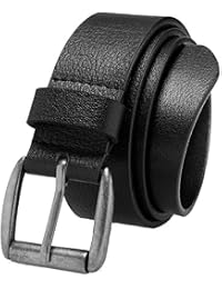 Mens Casual Belt Leather, Super Soft Full Grain Leather Comfort Belt, Black, Size 36 (Waist 34)