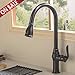 Comllen Best Antique Single Handle Solid Brass Pull Out Sprayer Oil Rubbed Bronze Kitchen Faucet, Tall Bronze Kitchen Sink Faucet Without Deck Plate