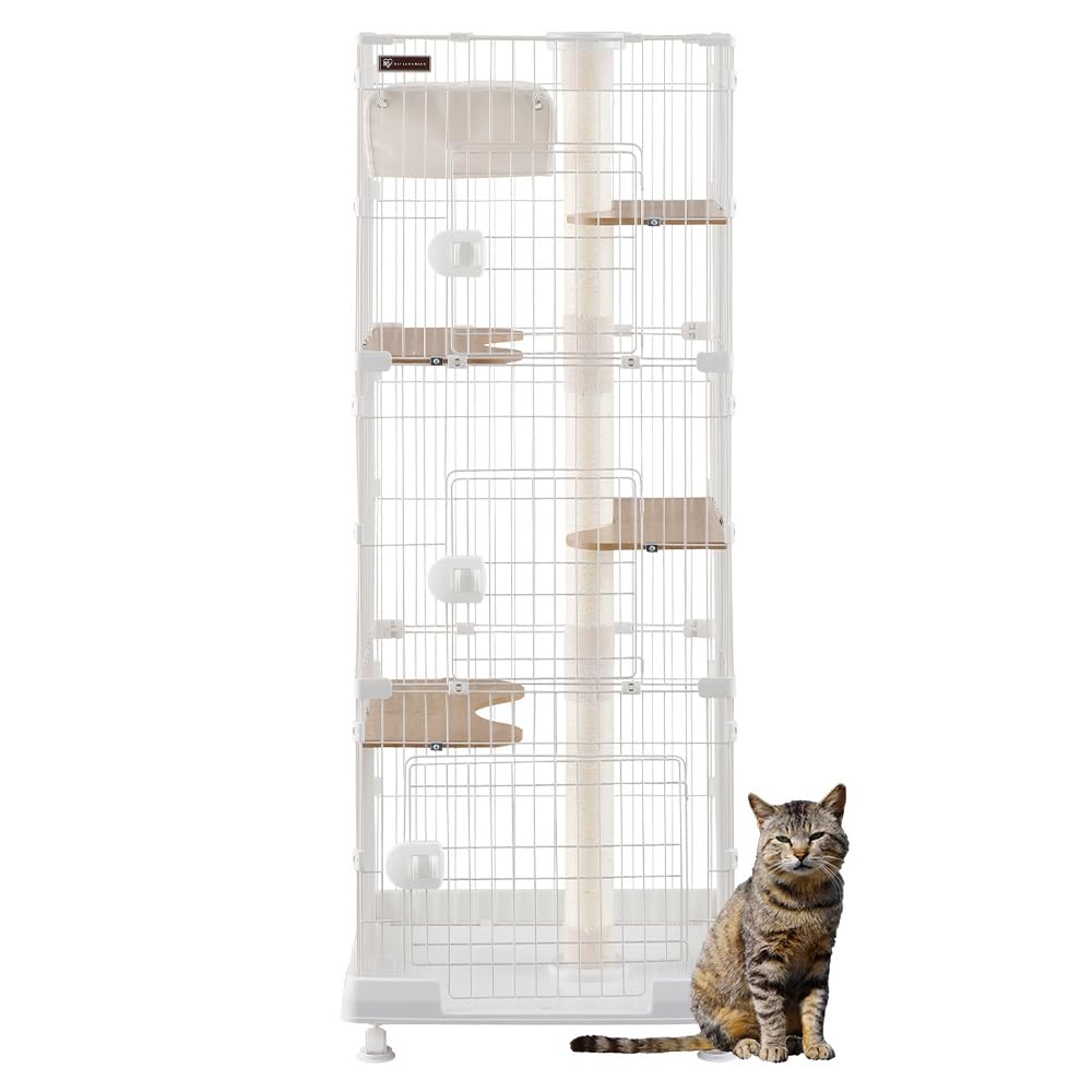 アイリスオーヤマ キャットタワー付ケージ スリム オフホワイト 猫用 高さ169×幅69×奥行54.5cm PCLC-703商品画像