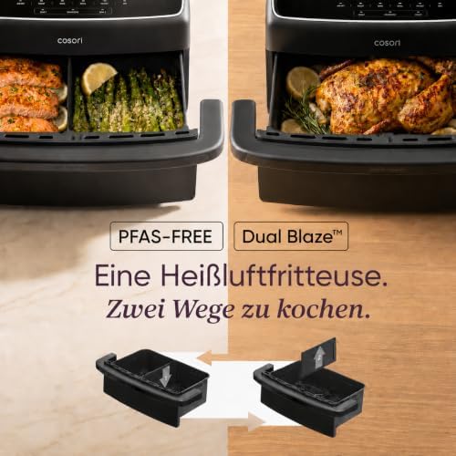 Airfryer, Neue Generation 2026, 8,6L Heißluftfritteuse 2 Kammern