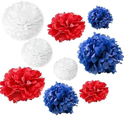 Amazon Com Somnr Set Of 18pcs Mixed Royal Blue Red White Party