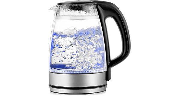 Amazon.com: Hervidor eléctrico inalámbrico de cristal LED azul de 1,7  litros de capacidad 1100-W de ebullición rápida : Hogar y Cocina