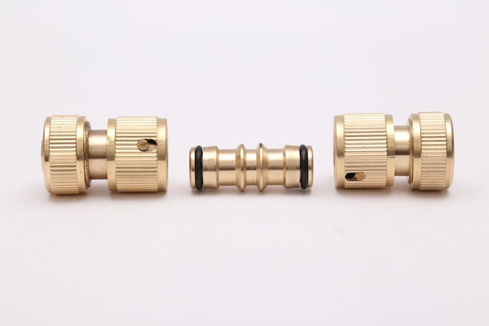 TOPWAYS Hose Fitting Repair Set 2x Brass Garden Water Hose 1/2″ Quick